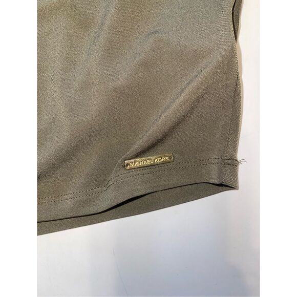 Michael Kors small olive green cold shoulder with gold chains long sleeve top A5 - Picture 2 of 7